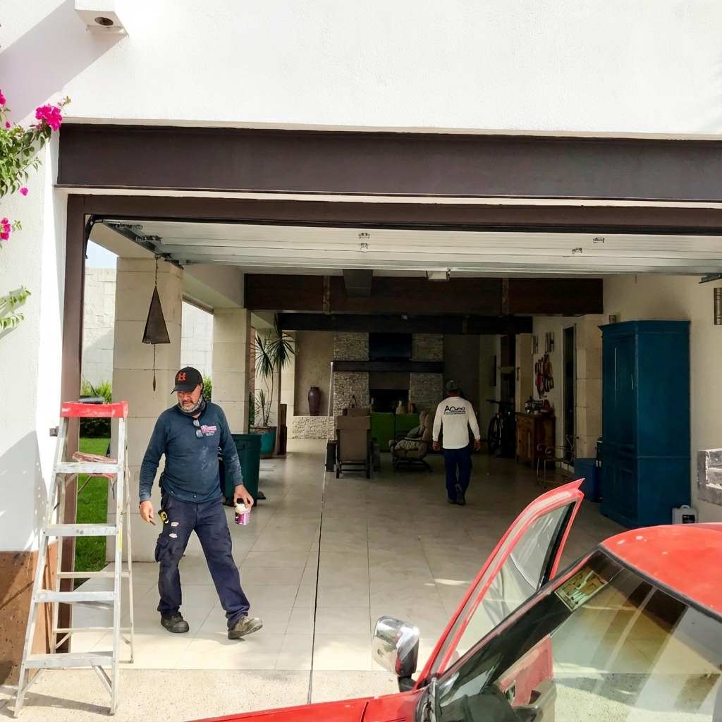 Instalación de puerta de garage moderna